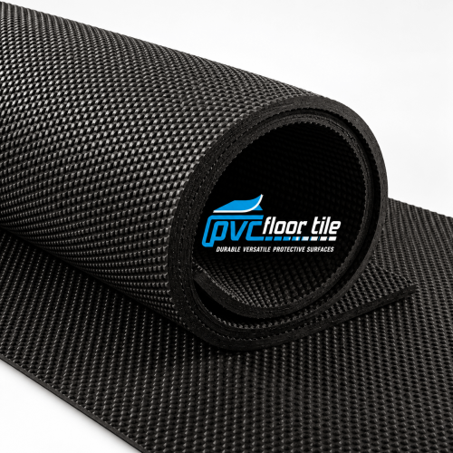Black Supergrip Rubber Roll partially unrolled, showing a raised textured grip pattern and flexible rubber surface
